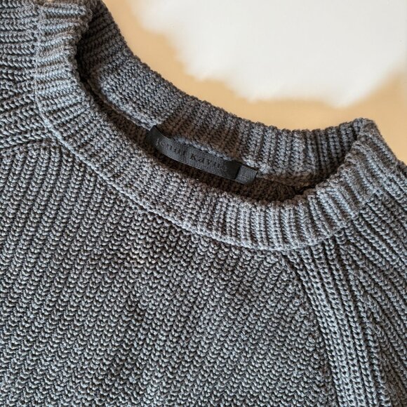 Jenni Kayne Cotton Fisherman Sweater in Grey/Blue sz L - Picture 4 of 7